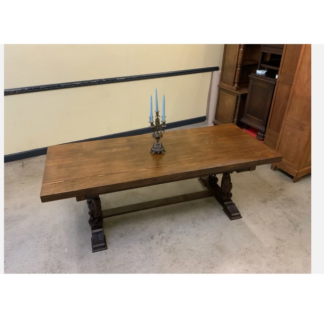 Vintage Monastery Table in Oak, 1940 For Sale - Image 4 of 13