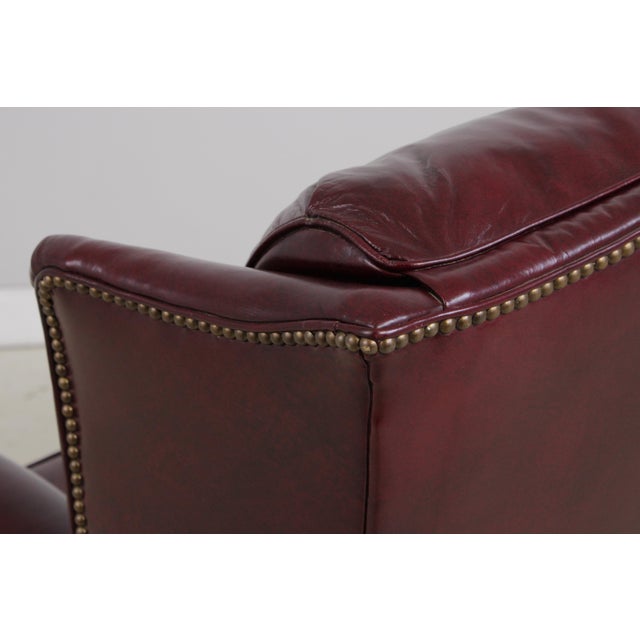 Pennsylvania House Burgundy Leather Wing Chair For Sale - Image 9 of 16
