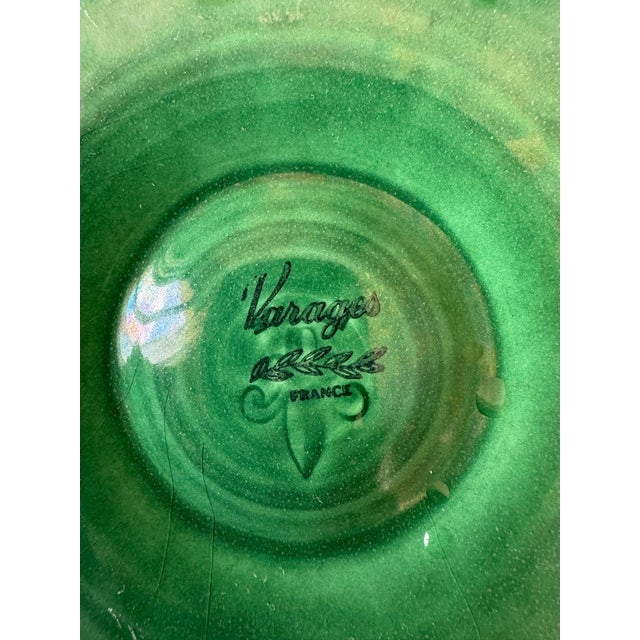 Set of five French green oyster plates. Makers mark on underside. 9.5” dia 49-086