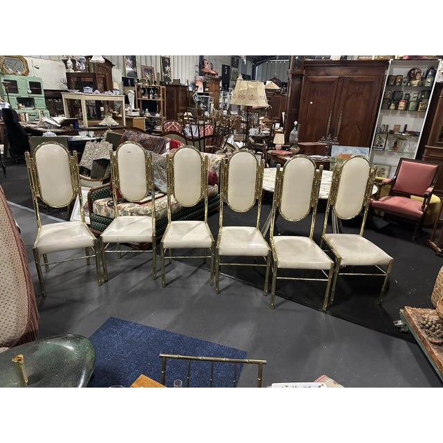 Vintage Chairs in Bamboo and Brass from Maison Bagués, 1970, Set of 6 For Sale - Image 9 of 12