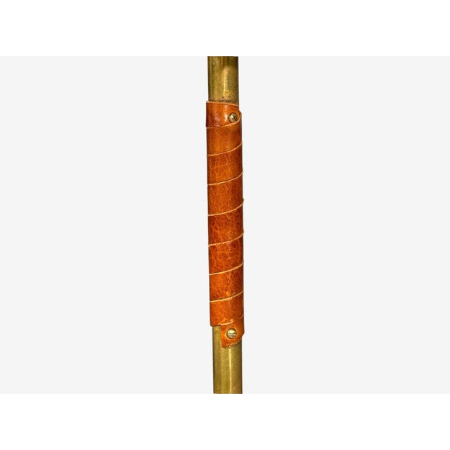 1950s V. Soini Oy, Rare Floor Lamp, Brass, Leather, Rattan For Sale - Image 9 of 13