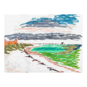 1960s Coastal Watercolor