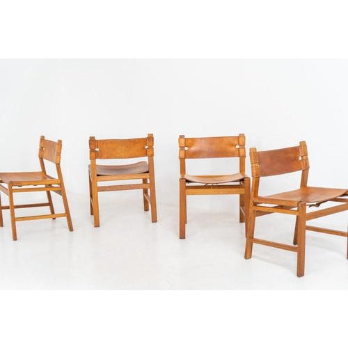 Oak & Leather Dining Chairs, Denmark, 1960s, Set of 4 For Sale - Image 10 of 17