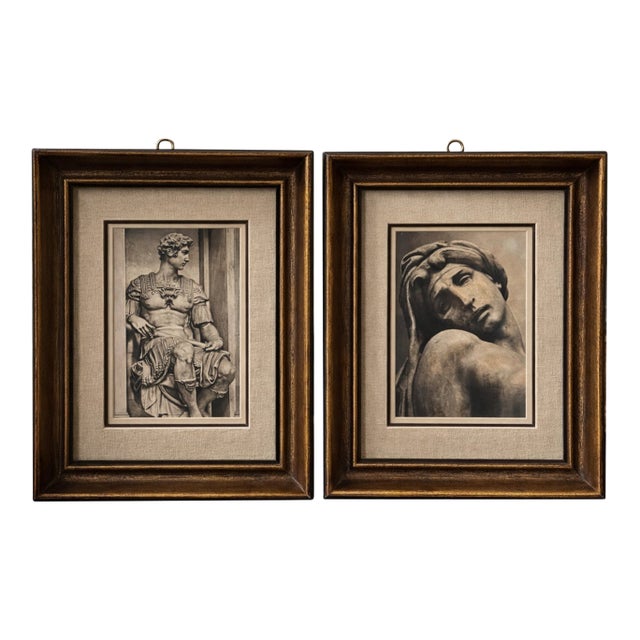 Pair of Classical Sculpture Study Prints in Gilt Frames – Grand Tour Style, 7” X 9” For Sale