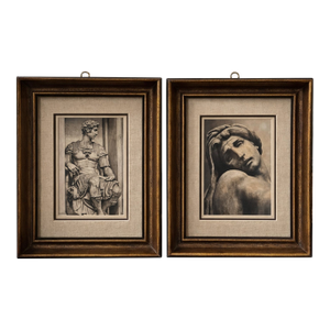 Pair of Classical Sculpture Study Prints in Gilt Frames – Grand Tour Style, 7” X 9”