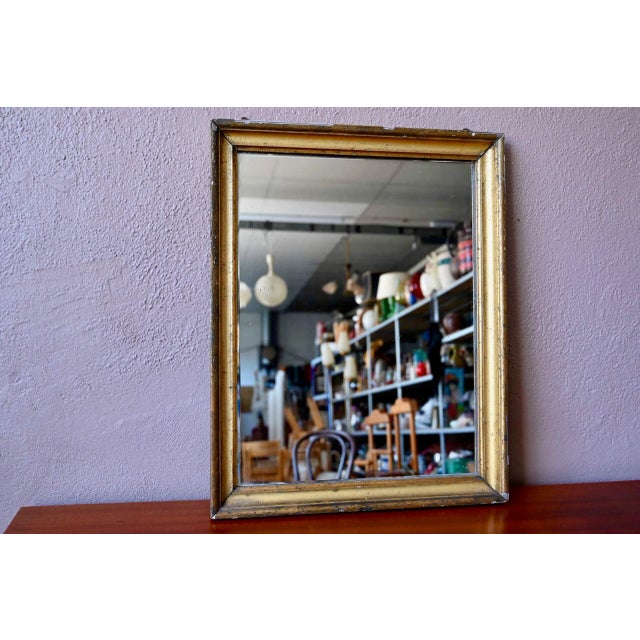 Glass Antique Gilded Wood Mirror For Sale - Image 7 of 7