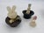 Magician Black Bunny in a Hat Rabbit Figural Collection featuring 4 Ceramic statues, 2 Ceramic tophats, 1 Ceramic tophat...