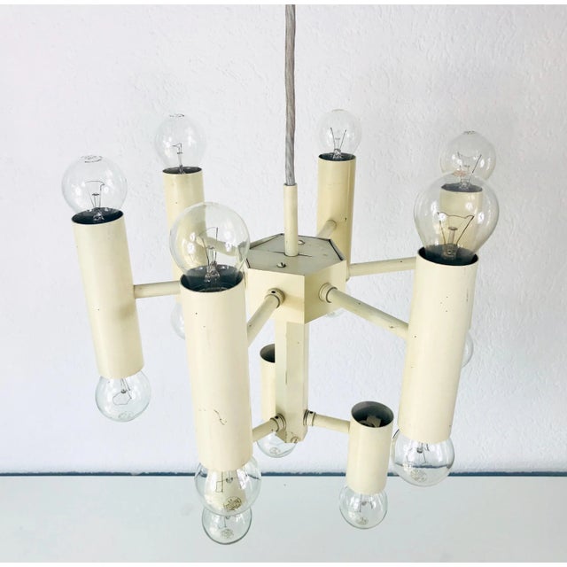 1960s Sciolari 9-Arm White Chandelier For Sale - Image 9 of 13