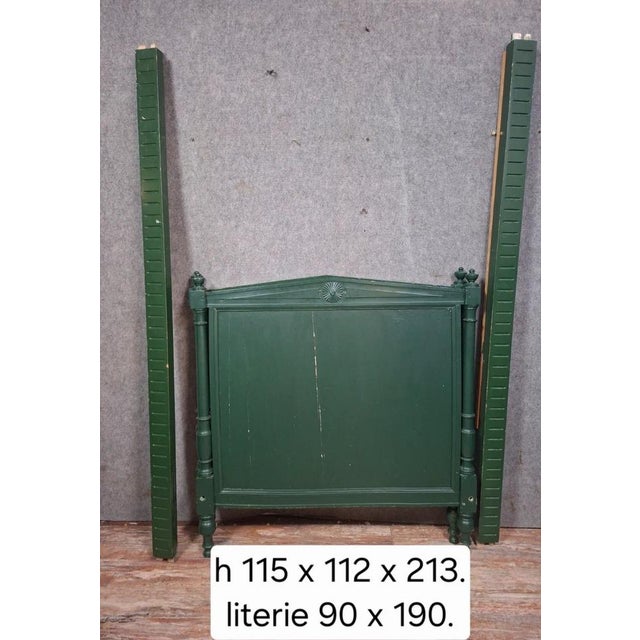 Directoire Bed in Green Painted Wood For Sale - Image 4 of 7