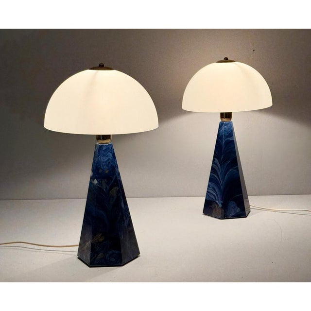 2000 - 2009 Vintage Prisma Table Lamps with Marble Shades, Italy, 2000s, Set of 2 For Sale - Image 5 of 18