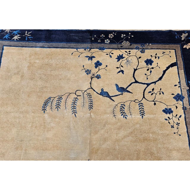 Antique Chinese Peking Rug, Hand-Knotted Wool Pile, Tan Field, 10' x 13' For Sale - Image 11 of 18