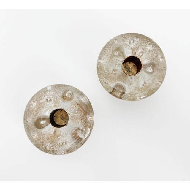 Brass 1920's French Andre Thuret Style Glass Candle Holders - A Pair For Sale - Image 8 of 9
