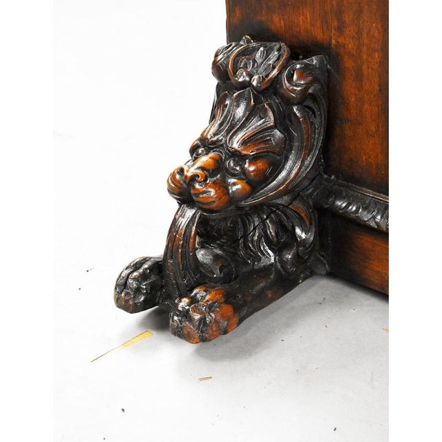 Victorian Carved Oak Partners Writing Table, 1880 For Sale - Image 10 of 13