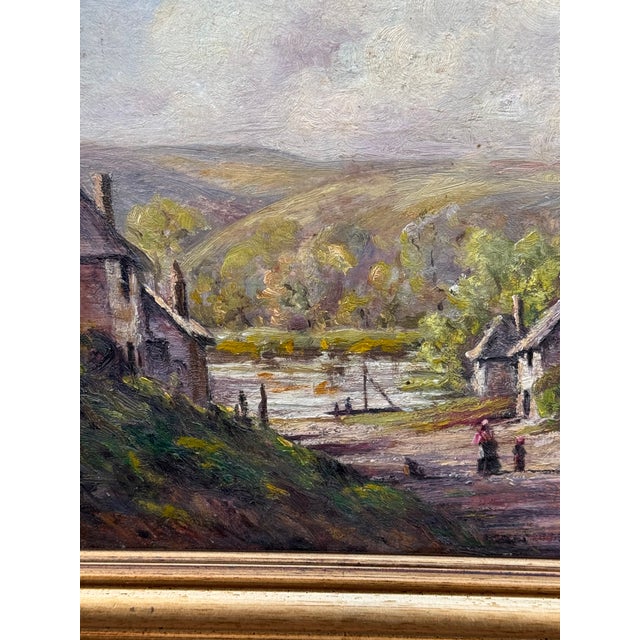English 19th Century Oil Painting From England ~ "Coastal Village Street" For Sale - Image 3 of 7