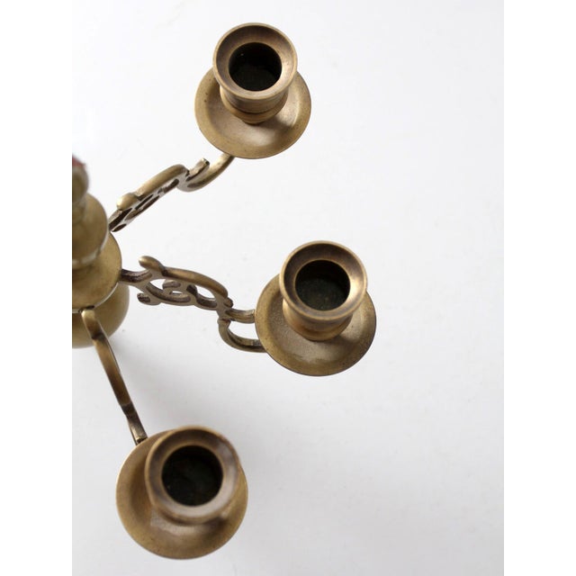 Vintage Brass Three Arm Wall Candle Sconce For Sale - Image 11 of 14