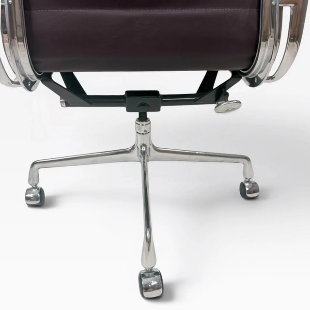 Metal Eames for Herman Miller Soft Pad Management Chair - Dark Burgundy Leather For Sale - Image 7 of 9