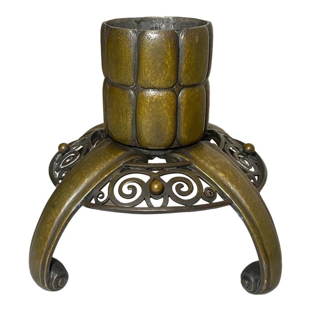 Antique 1800's Hammered Footed Bronze Arts & Crafts Christmas Tree Stand Pricket For Sale