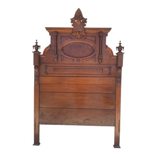Antique Eastlake Carved Wood Full Size Headboard For Sale
