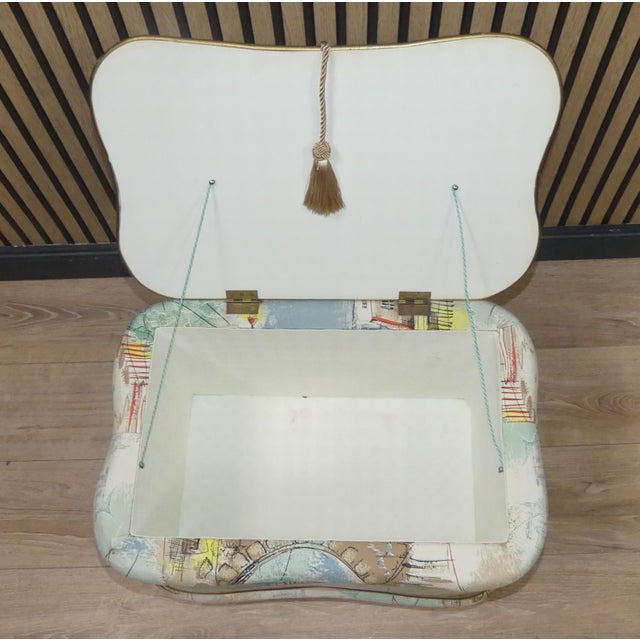Pastel Patterned Laundry Ottoman, 1950s For Sale - Image 8 of 13