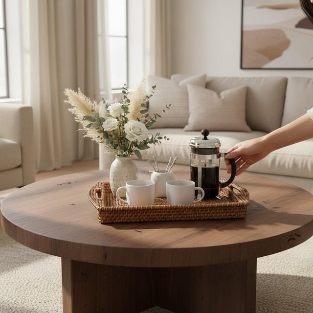 Elevate your entertaining experience with our Woven Rattan Serving Tray, designed for both style and functionality....