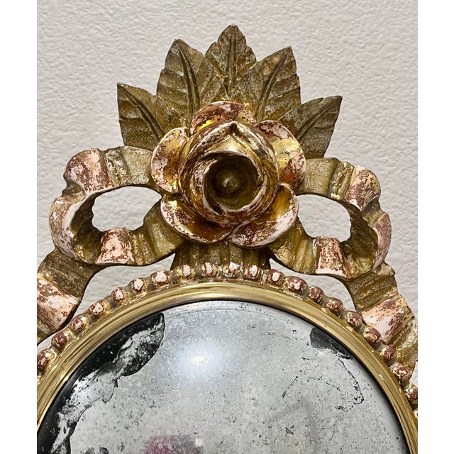 French Antique French Gilt Wood Clock Case W/Mirrored Convex Glass Finish For Sale - Image 3 of 18