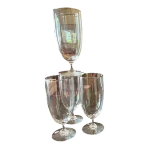 Set of 4 Tiffin-Franciscan Silver Rimmed Iced Tea Glasses, Circa 1965-1967
