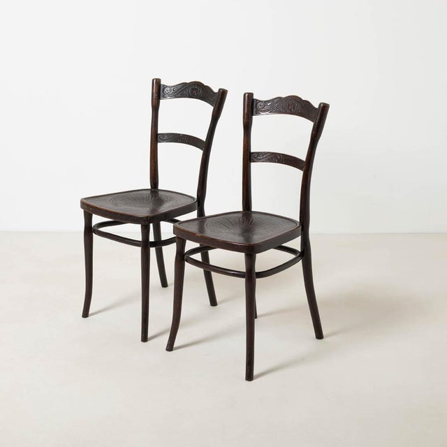 Antique Bentwood Cafe Dining Chairs by J&J Kohn, Austria, 1905, Set of 2 For Sale - Image 3 of 12