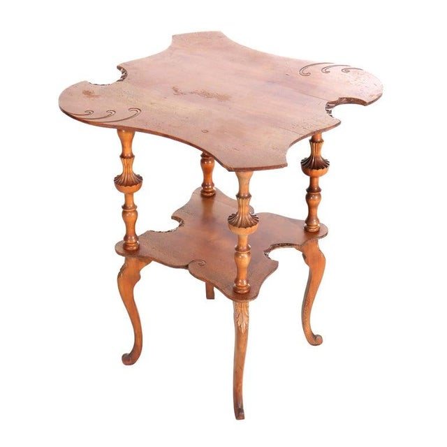 Antique Carved Mahogany Painter’s Palette Parlor Table With Carved Scrolls C1890 For Sale - Image 9 of 18