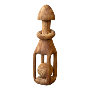 Vintage Carved Phallic Ball-in-Cage + Ring Whimsy, Circa 1940s