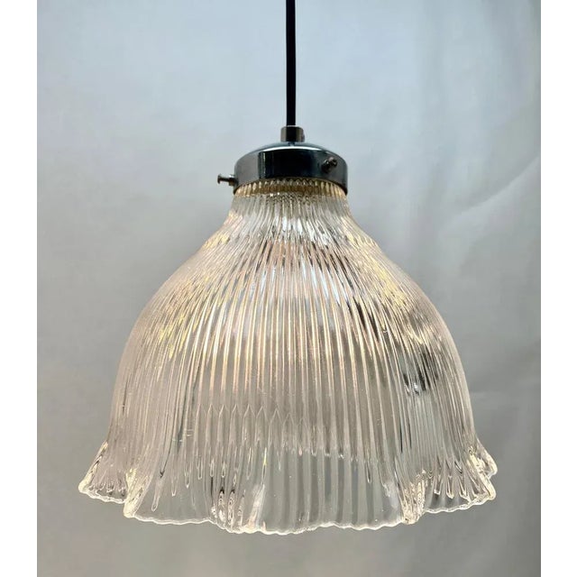 Pendant Lamp with Corrugated Glass Shade, Netherlands, 1950s For Sale - Image 9 of 12