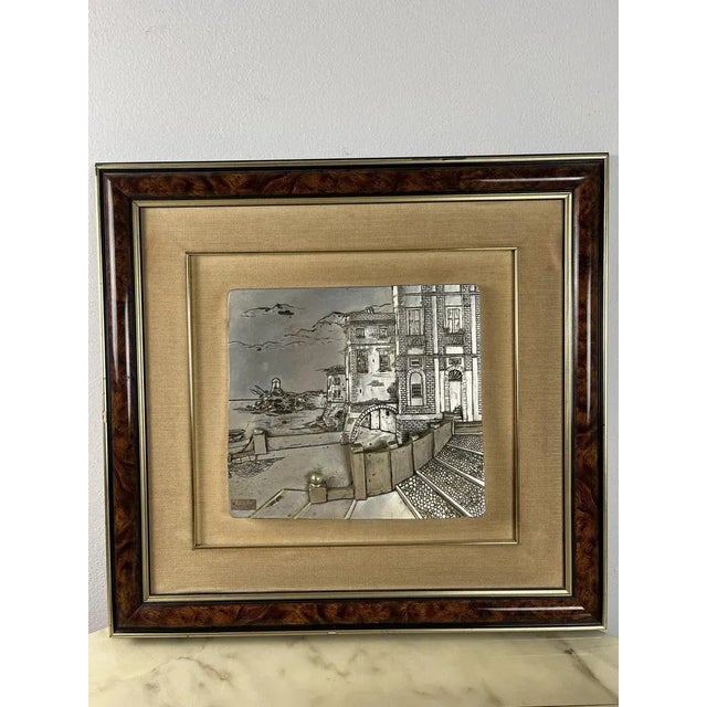 Three-Dimensional Vintage Paintings Patinated Silver, Italy, 70s, 1970s, Set of 2 For Sale - Image 3 of 10