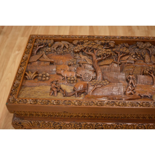 Asian HandCarved Teak Coffee Table Chairish