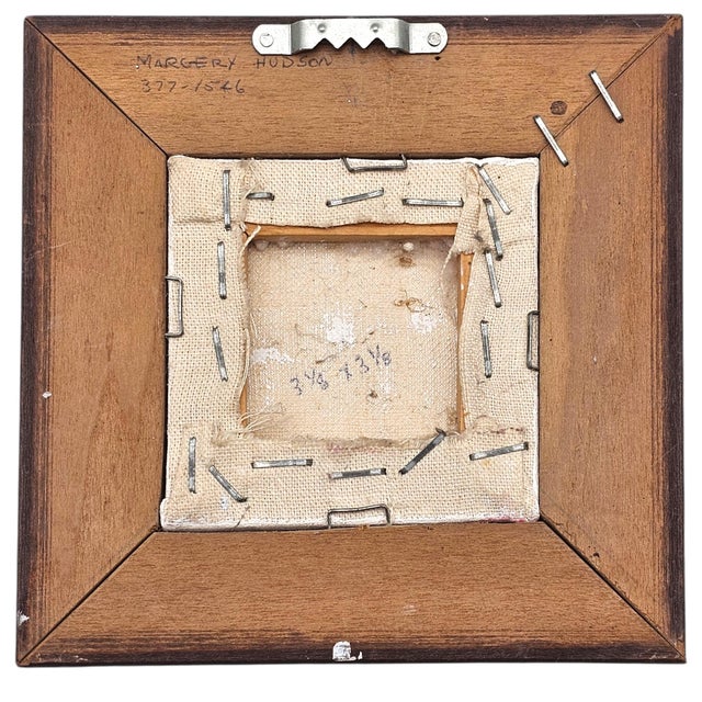 Mid-Century Harbor Sunset Miniature Oil Painting by Margery Hudson For Sale - Image 9 of 9