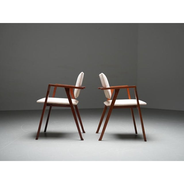 Luisa Armchairs in Oak, Metal and Fabric attributed to Franco Albini for from Poggi, Italy, 1949, Set of 2 For Sale - Image 3 of 9