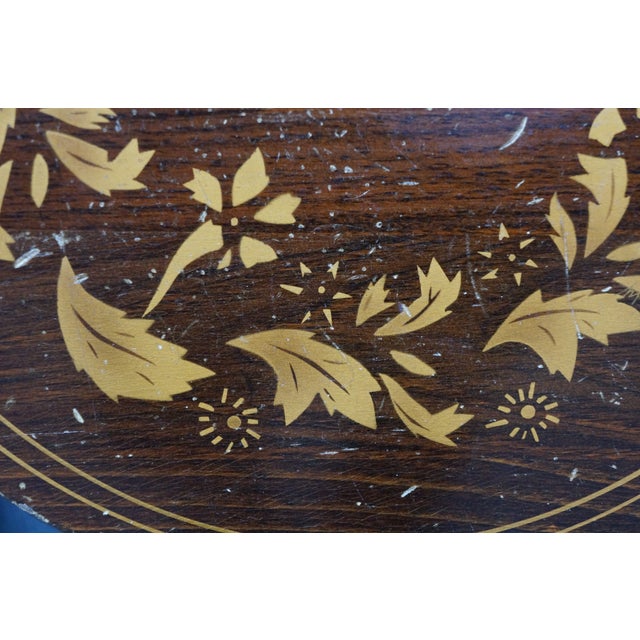 Vintage Federal Style Teak Stenciled Round Tilt Top Side Accent Table For Sale - Image 16 of 17