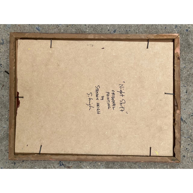 Contemporary Original Stephen Heigh Abstract Painting “Night Shift” Antique Frame For Sale - Image 4 of 4