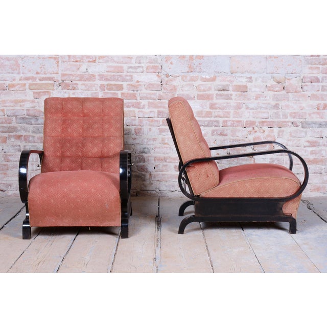 Set of Art Deco Reclining Armchairs attributed to Halabala for Up Závody, Czech, 1920s For Sale - Image 10 of 16