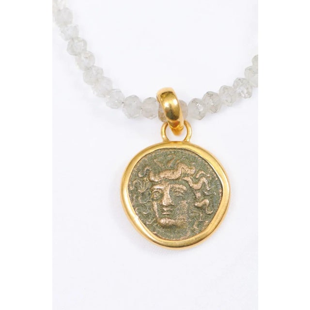 Antique Ancient Greek Bronze Coin in 22kt Pendant For Sale In Atlanta - Image 6 of 11
