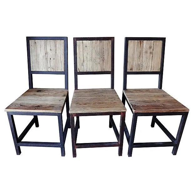 Industrial Wood & Iron Dining Set For Sale - Image 4 of 9