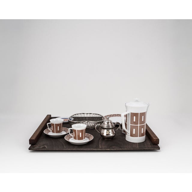 1960s Mid-Century Modern Tête-À-Tête for Two on Wooden Tray by Victoria La Couronne for Fürstenberg, 1960s, Set of 14 For Sale - Image 5 of 15