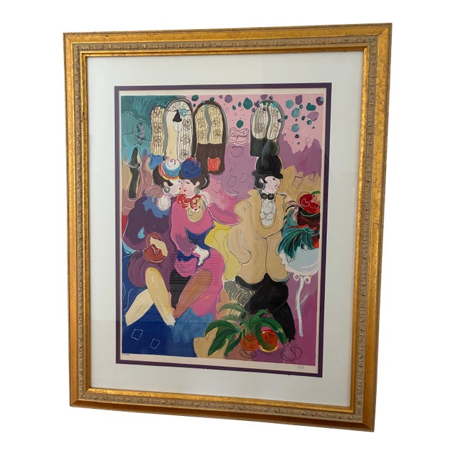 Late 20th Century Large Signed Zule Moskowitz “El Patio” Lithograph — Glam Vintage Fashion Illustration, Designer Statement Wall Art For Sale
