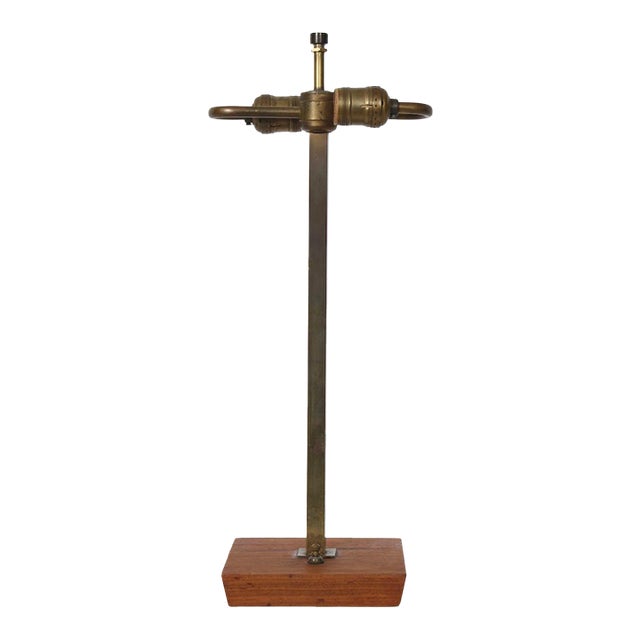 Smaller Nessen Studios Brass & Walnut Table Lamp, C. 1950 For Sale