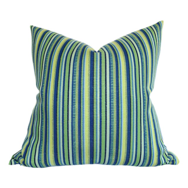 Primavera Striped Pillow Cover in Green, 20x20 Pillow For Sale