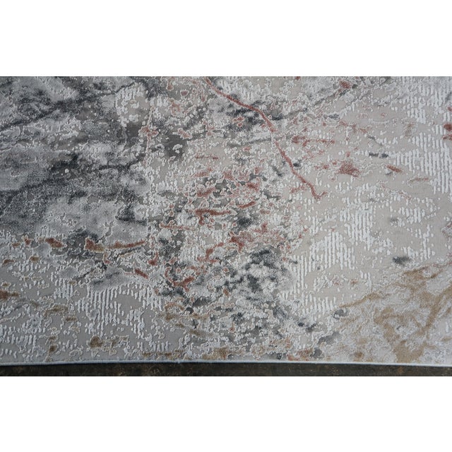 Haute Couture Calacatta Marble Elegance Power Loom Abstract Modern Rug 6' X 9' For Sale - Image 12 of 12