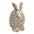 Vintage Cloisonné Enamel Rabbit Figure – White Ground With Gilt Fur Motif, Silver-Blue Technique For Sale