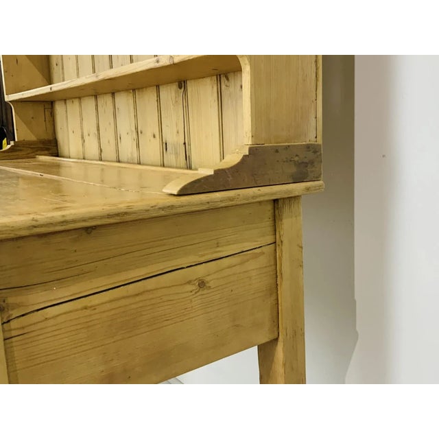 19th Century English Country Pine Welsh Cupboard Dresser With Plate Rack For Sale - Image 11 of 12