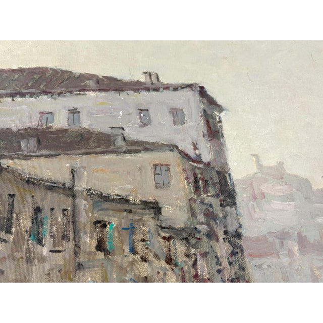 Large Vintage Signed and Framed Painting on Canvas of Venice Canal For Sale - Image 16 of 17