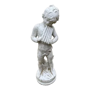 Vintage Musical Instrument Playing Greek God Concrete Statue