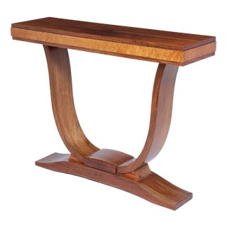 Art Deco French Walnut Console Table, 1930s For Sale