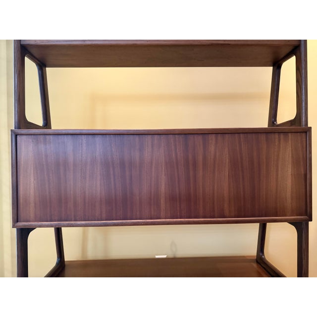 1960s Mid Century Drop Lid Secretariat/Writing Desk, Drawer, Bookshelf Unit For Sale - Image 11 of 12